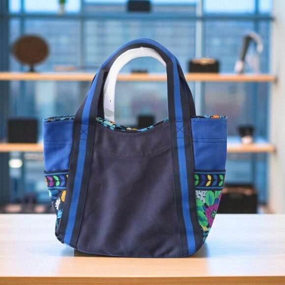 Vera Bradley Small Tote Bag Color Block Midnight Blue (Isabella)  VGC - Picture 1 of 1
